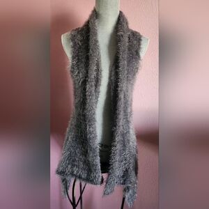 Gray Fuzzy Sleeveless Women's Top